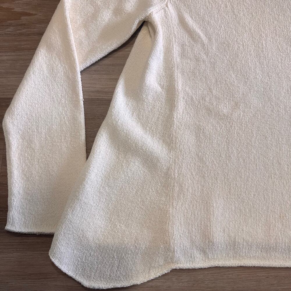 Eileen Fisher - Size L Ivory Textured Knit Sweater Scoop Neck Minimalist Luxury - Picture 12 of 13
